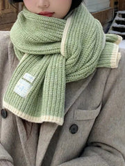 Contrast Trim Knitted Winter Scarf 
