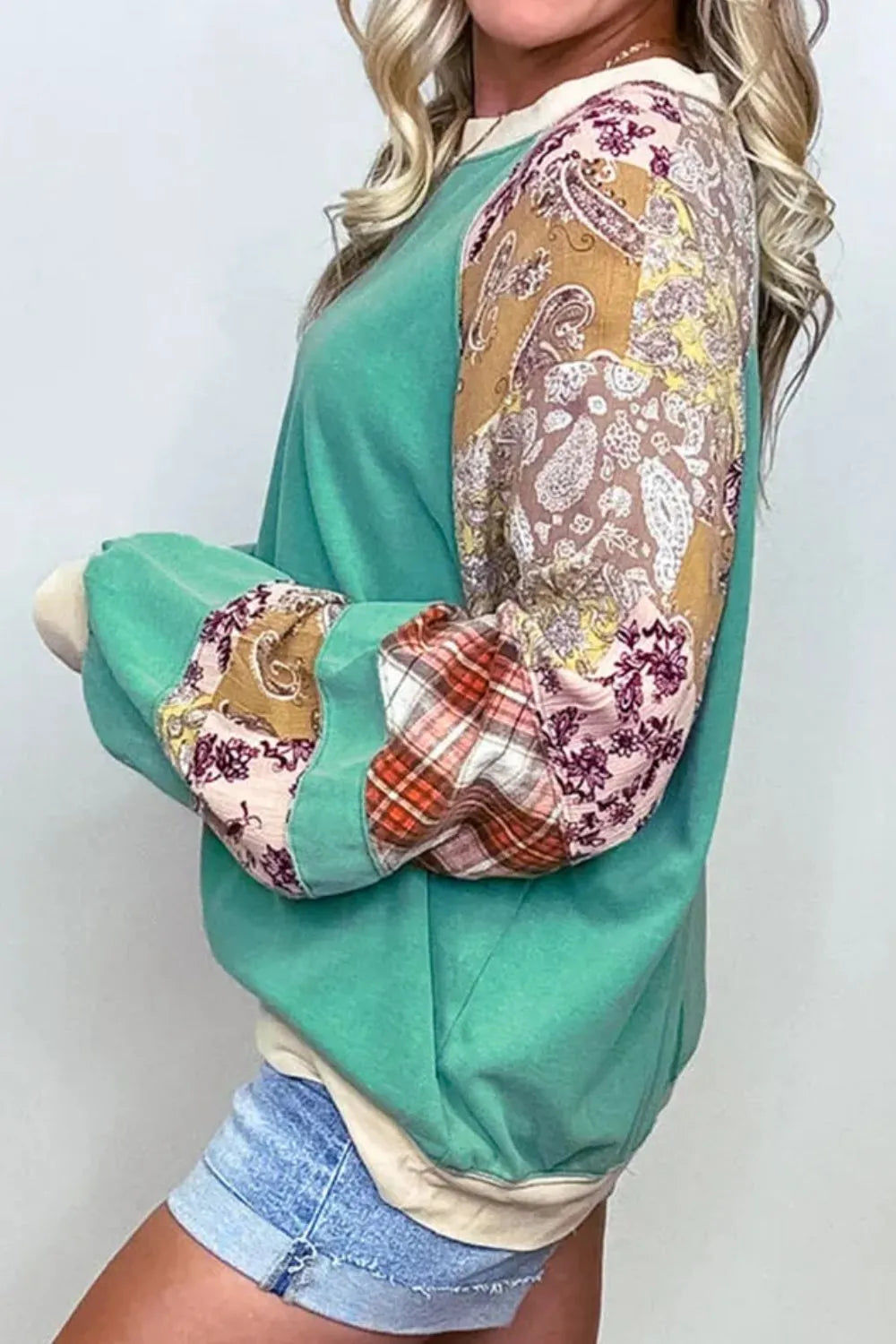 Plus Size Printed Raglan Sleeve Sweatshirt 