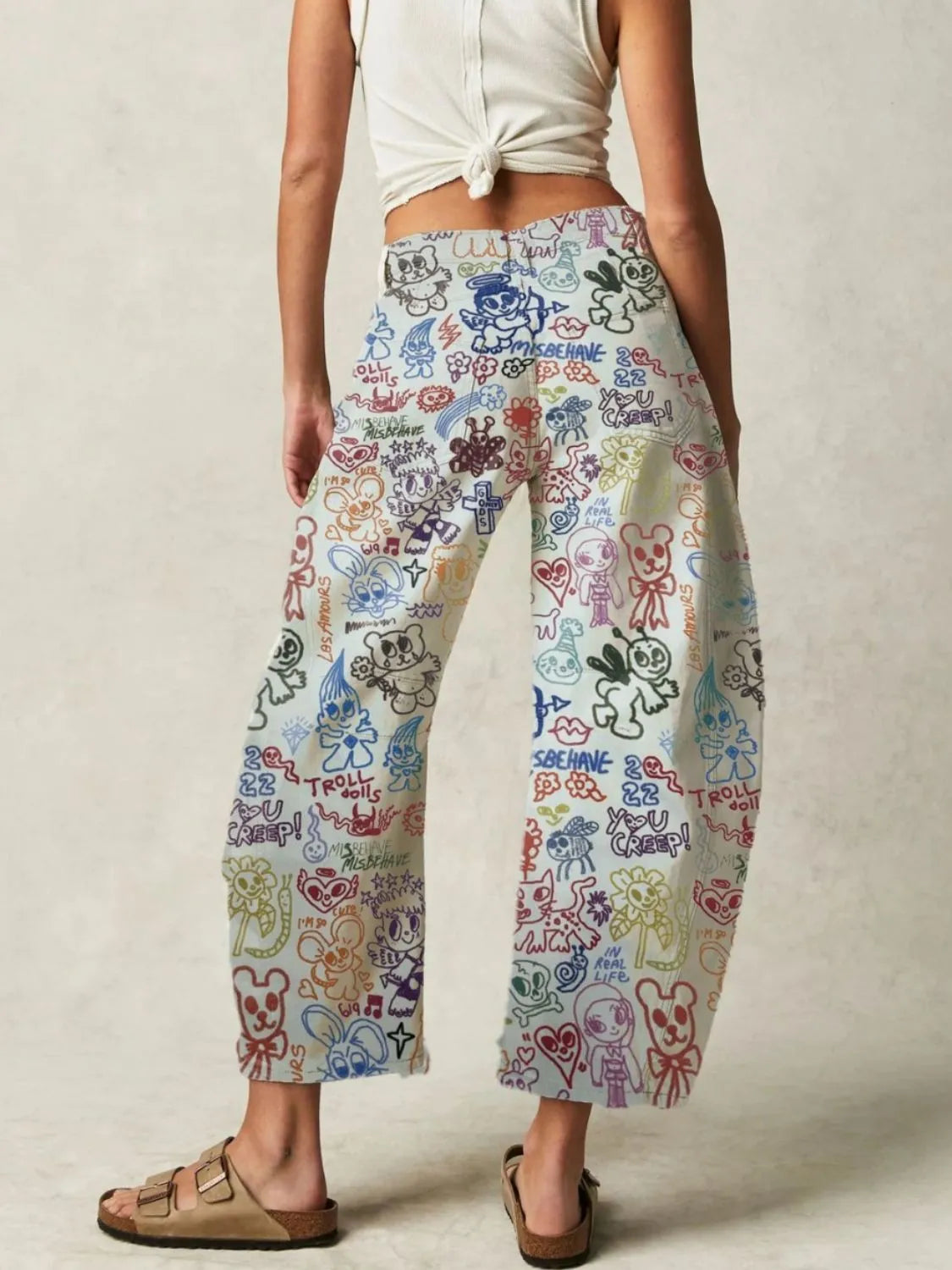 Printed Wide Leg Jeans 