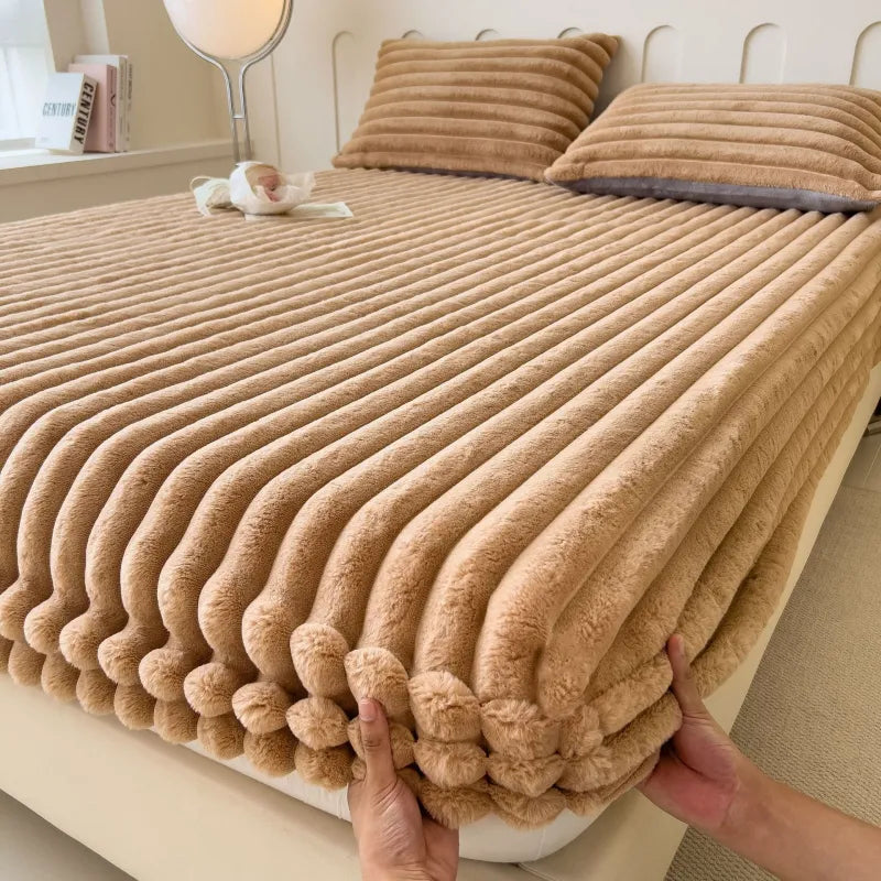 Autumn and Winter Imitation Dehaired Angora Fitted Sheet – Cozy Comfort for Modern Living 