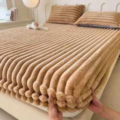 Autumn and Winter Imitation Dehaired Angora Fitted Sheet – Cozy Comfort for Modern Living 