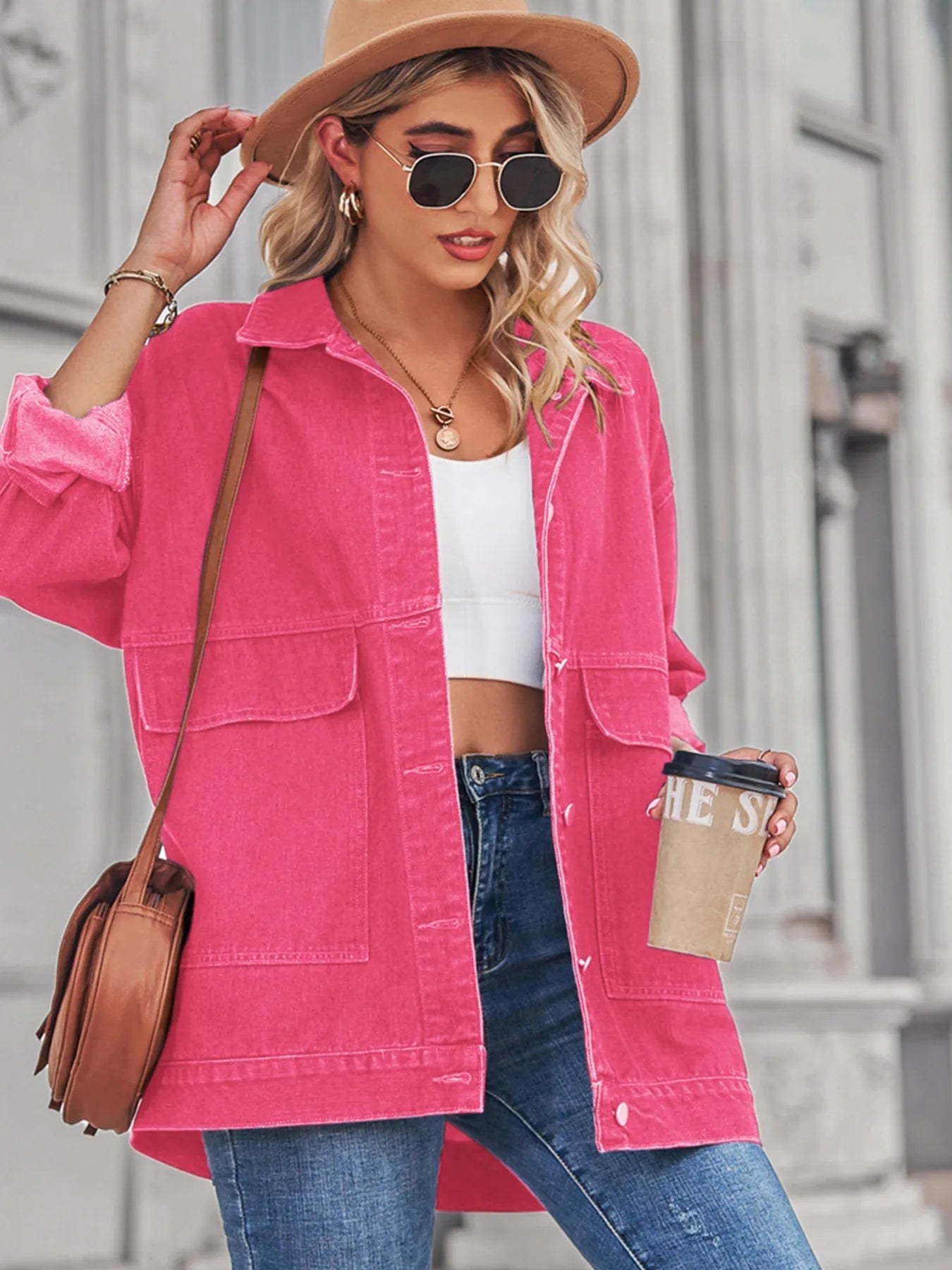 Button Up Long Sleeve Denim Jacket 