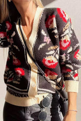 Button Down V-Neck Cardigan 