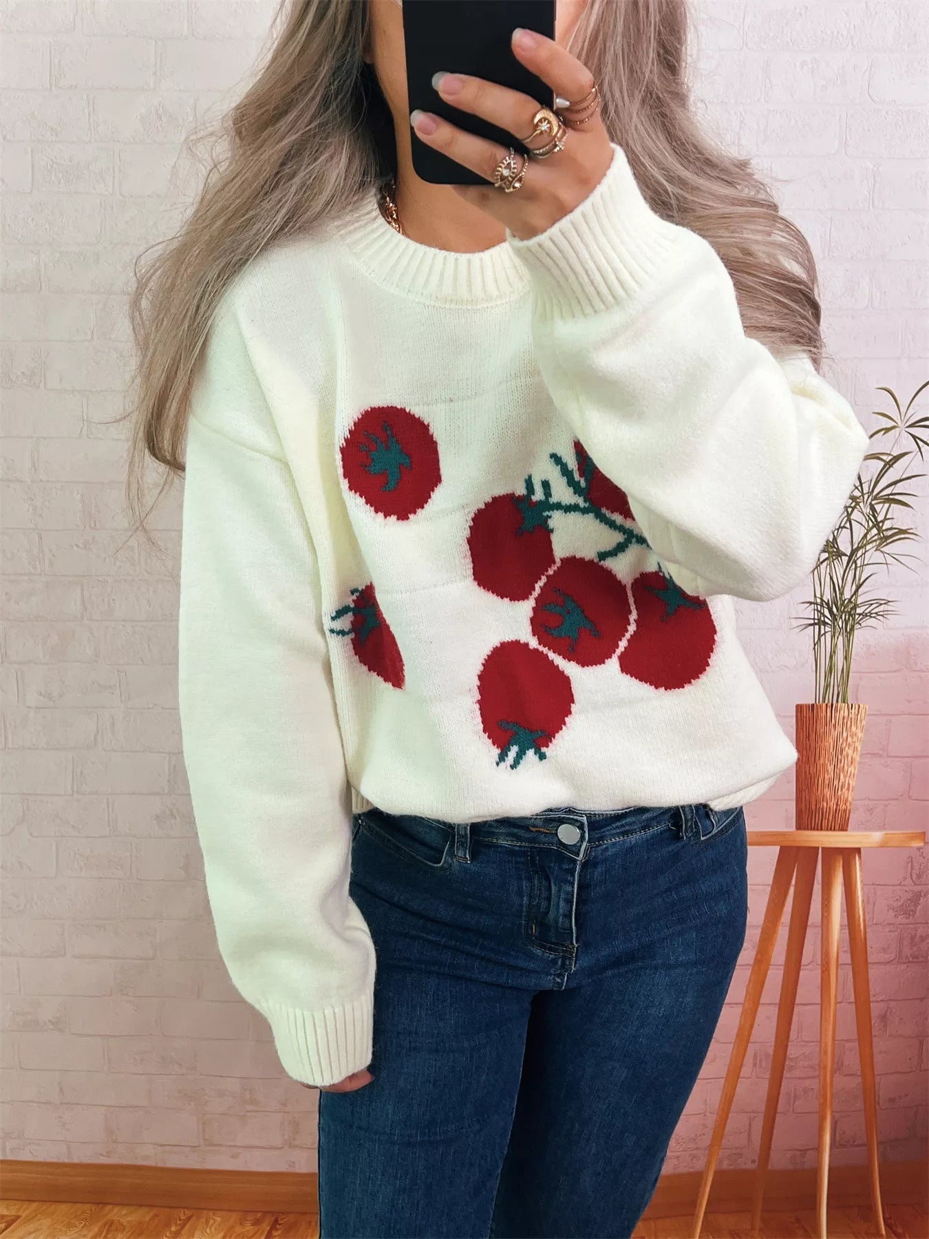 Persimmon Round Neck Long Sleeve Sweater 
