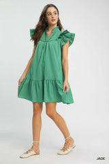 Umgee Flutter Sleeve Tiered Dress 