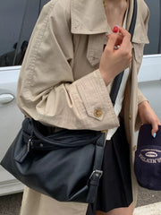 Decor Buckle Leather Shoulder Bag 