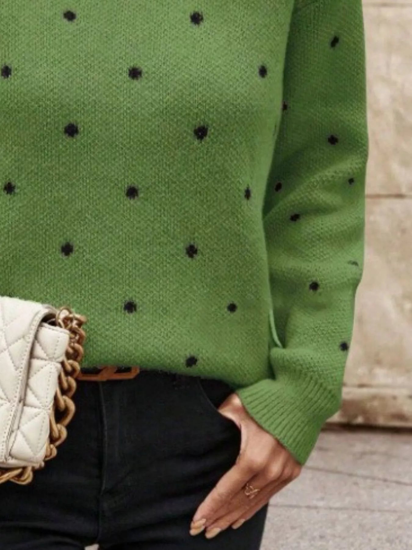 Polka Dot Round Neck Sweater 