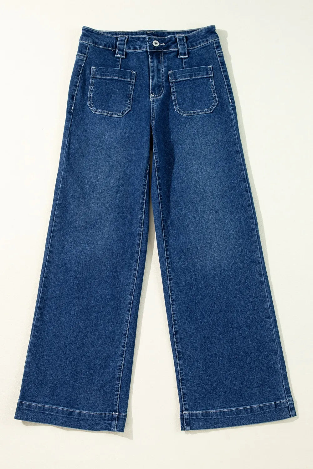 Wide Leg Pocketed High Waist Jeans 