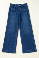 Wide Leg Pocketed High Waist Jeans 
