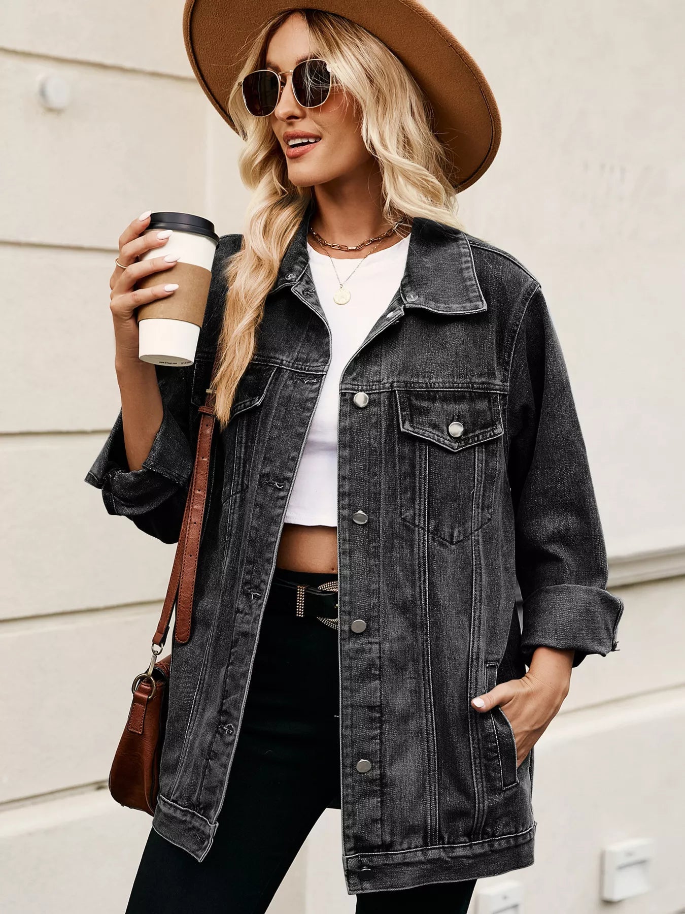 Button Up Long Sleeve Denim Jacket 