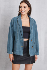 Pocketed Button Up Denim Jacket 