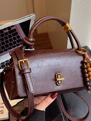 Leather Crossbody Bag with Bead Charm 