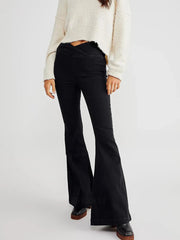 Asymmetric Waist Flare Jeans 