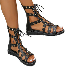 Open Toe Lace Up Sandals 