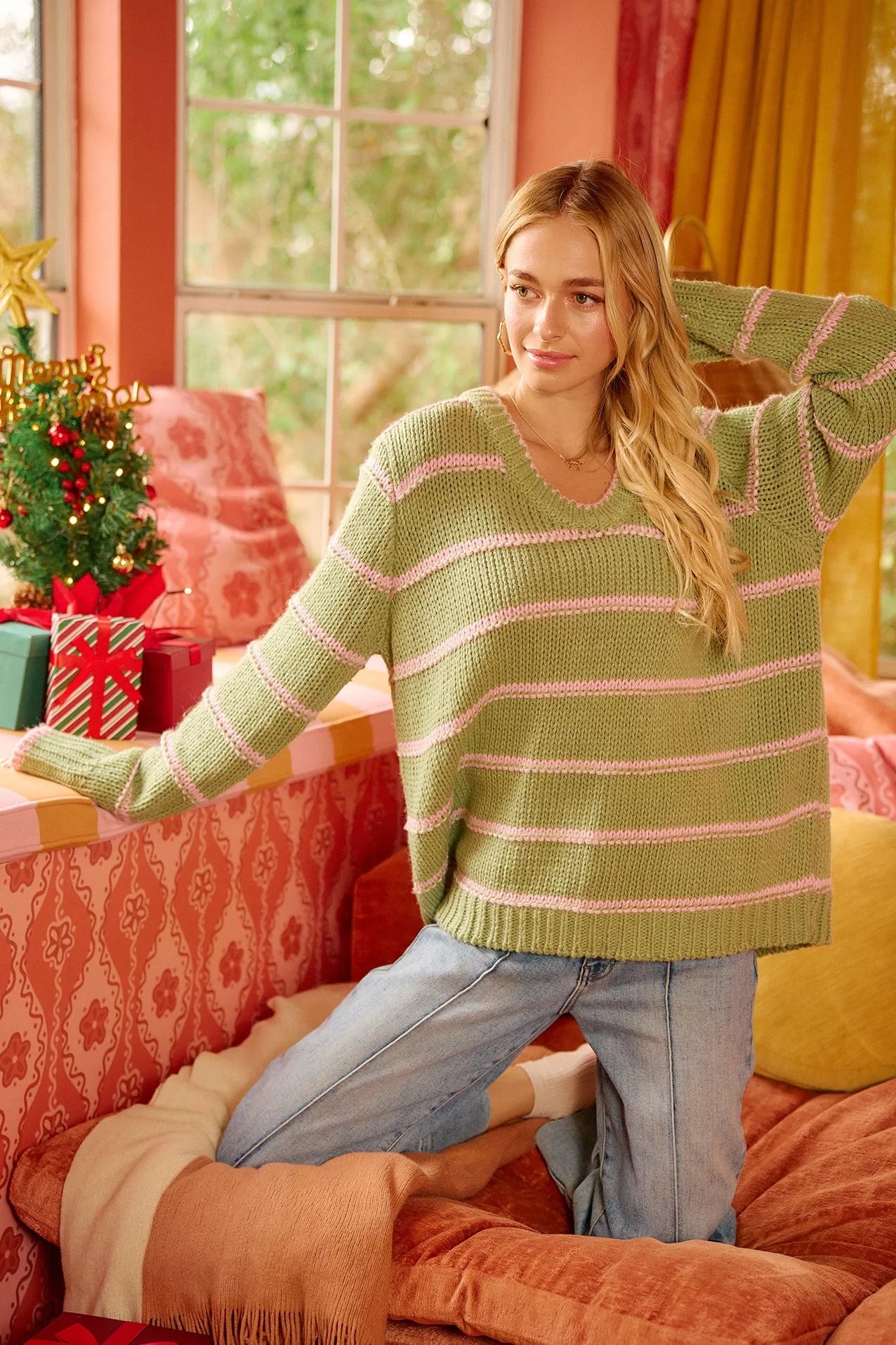 BiBi Striped Long Sleeve Sweater 