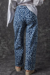 Leopard Print Wide Leg Jeans 