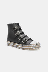 Beast Fashion Multi-Buckle Straps Studded Platform Sneakers 