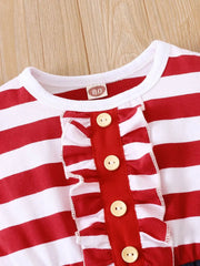 Striped & Stars Ruffled Round Neck Cap Sleeve Dress 