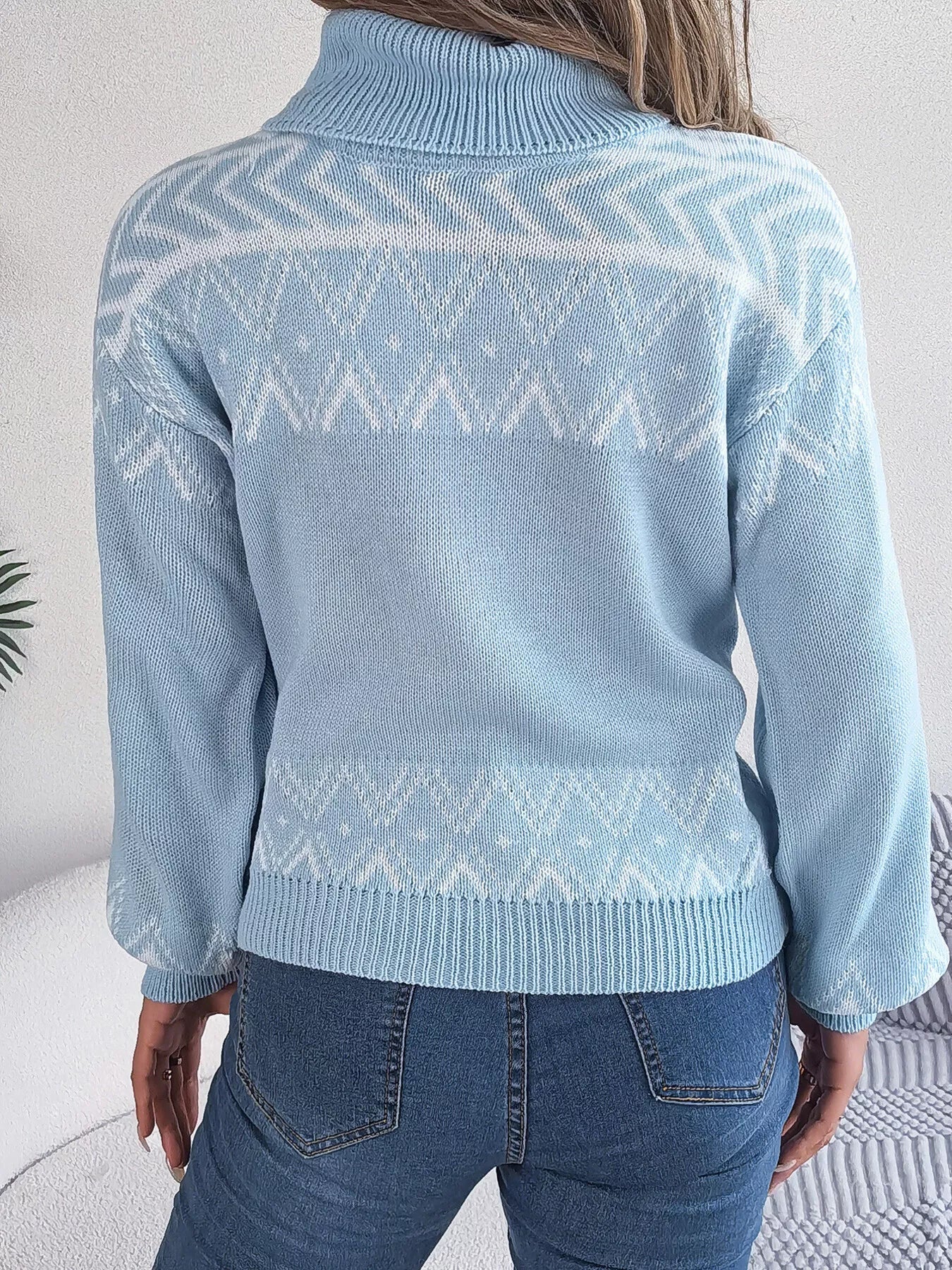Turtleneck Dropped Shoulder Sweater 