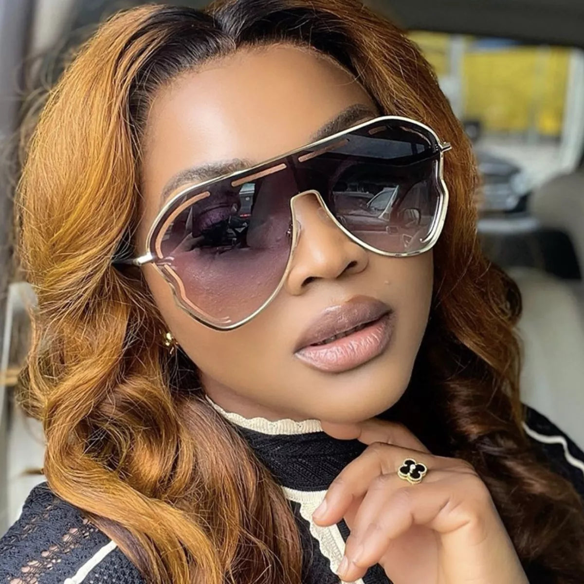 Oversized Aviator Gradient Sunglasses 