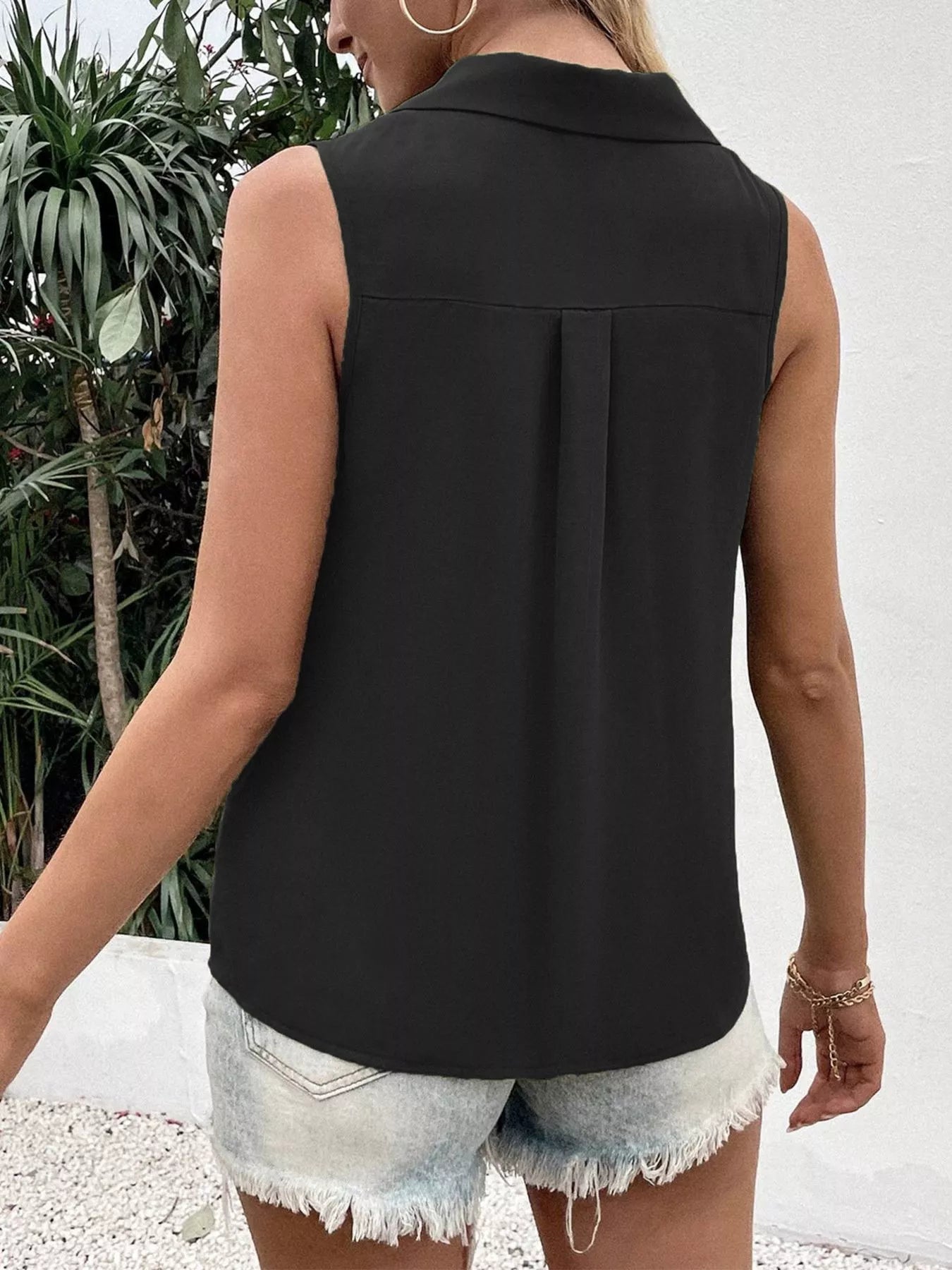 Full Size Button-Down Tank Top Plus Size 