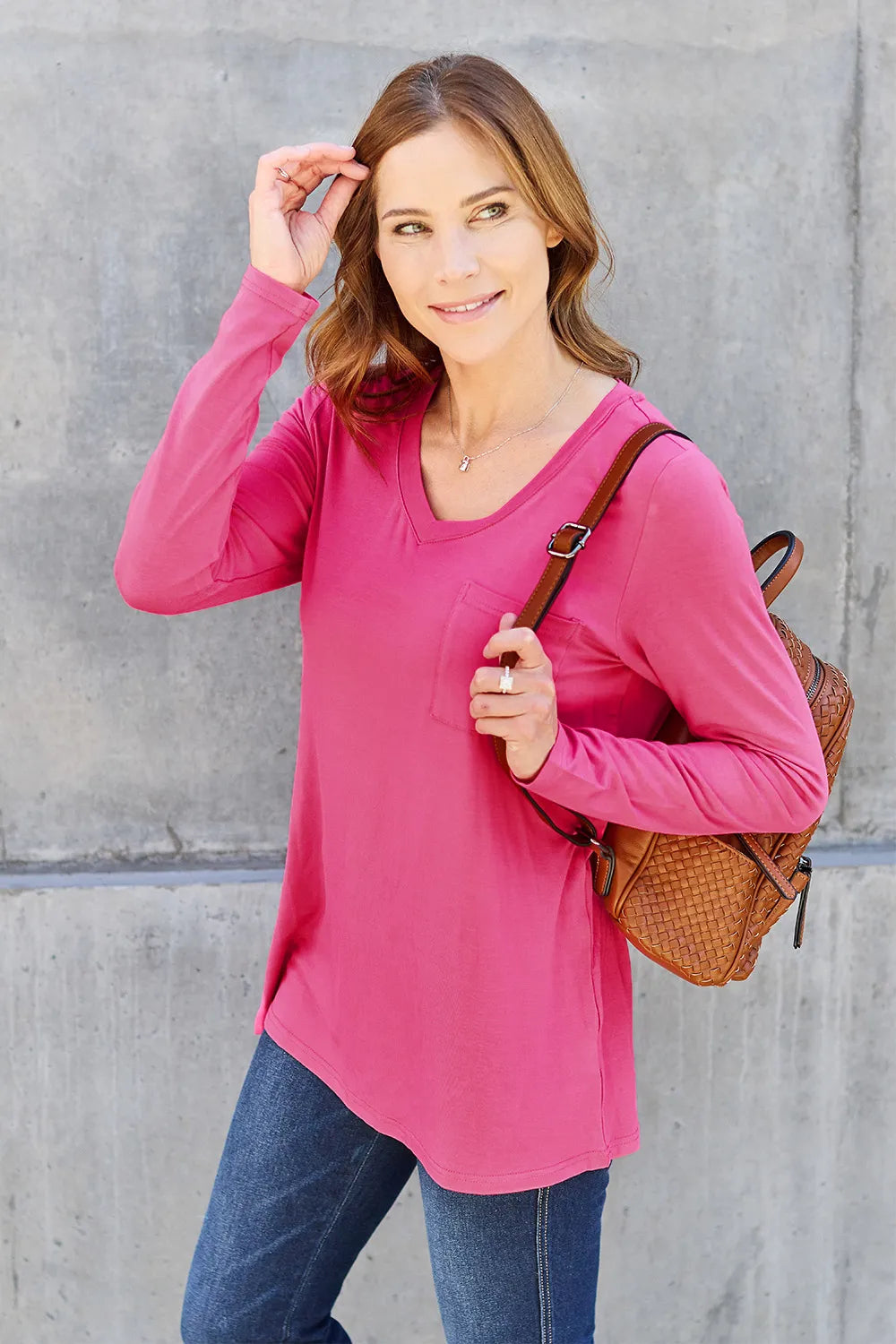 Basic Bae Full Size V-Neck Long Sleeve Top 
