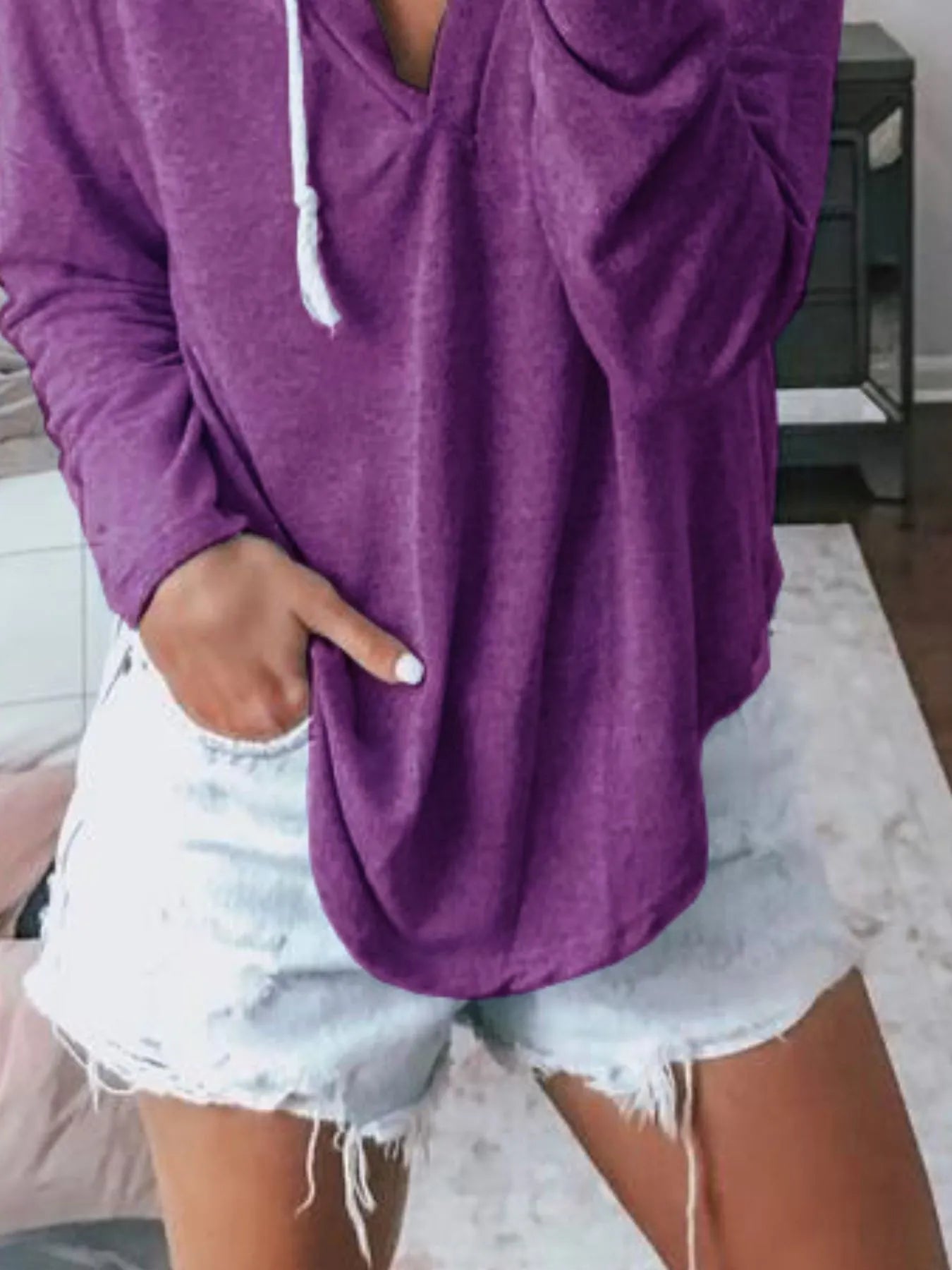 Full Size Drawstring Long Sleeve Hoodie Plus Size 