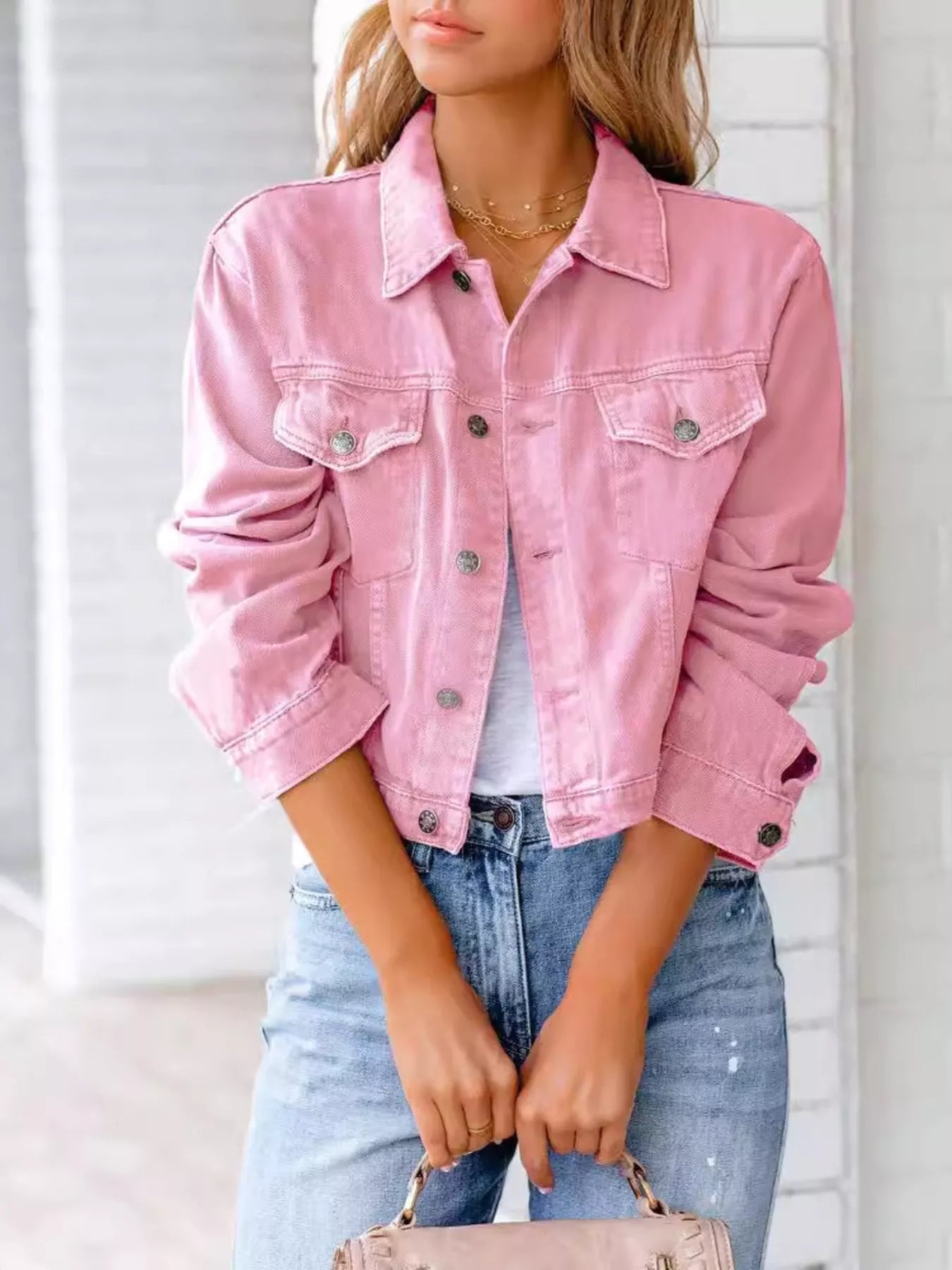Button Up Long Sleeve Denim Jacket 