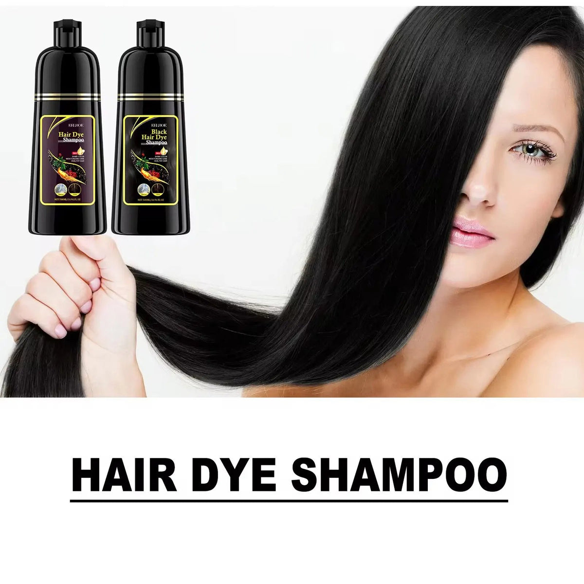 EELHOE Black Hair Dye Shampoo 3 in 1 Growth Clean Hair Darkening Deep Nourishing Black Hair Dye Shampoo Natural Organic Herbal dylinoshop