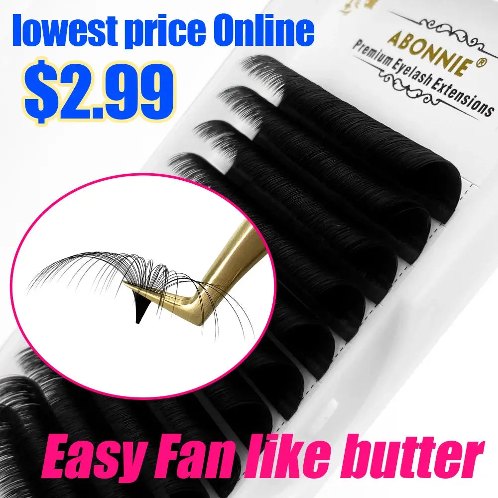 Abonnie 0.03-0.10mm Easy Fan Lashes Mega Volume Fans Eyelash 8-25mm Automatic Flowering Fast Blooming Eyelash Makeup Cilios dylinoshop