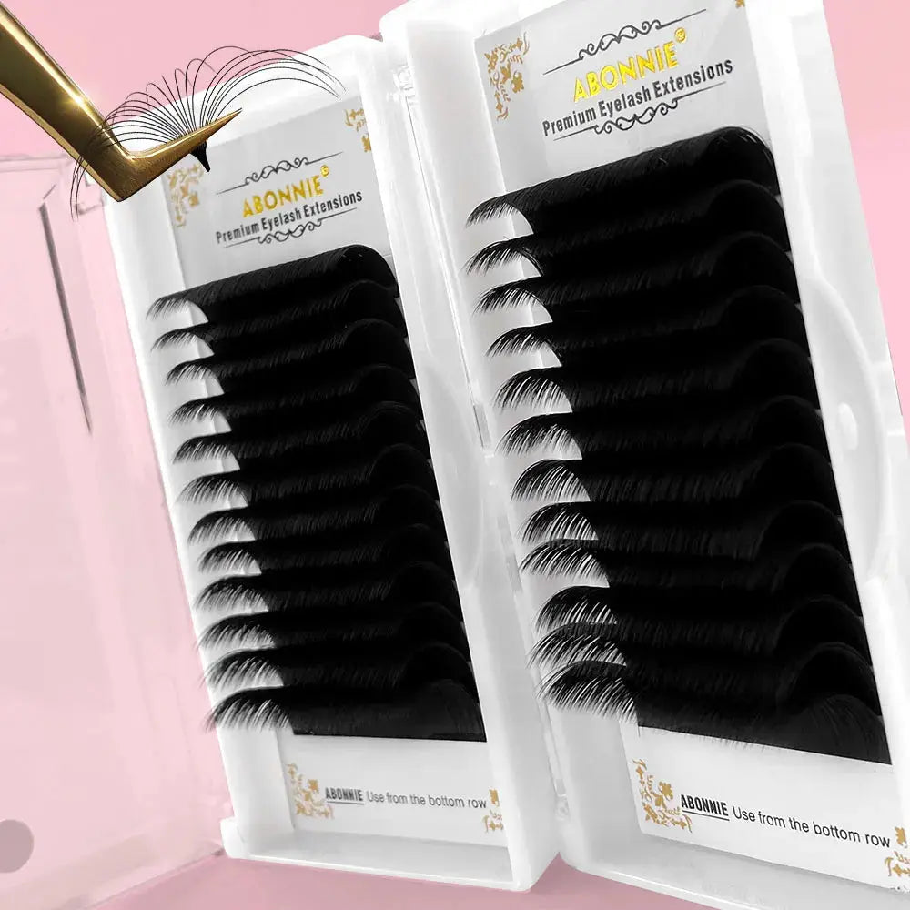 Abonnie 0.03-0.10mm Easy Fan Lashes Mega Volume Fans Eyelash 8-25mm Automatic Flowering Fast Blooming Eyelash Makeup Cilios dylinoshop