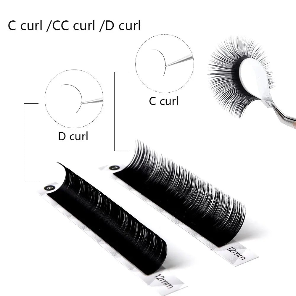 Befer 12 Rows Individual Eyelash Extension C/CC/D Curl Matte Black Classical Lashes Natural Soft Makeup Lash Wholesale Supplies dylinoshop