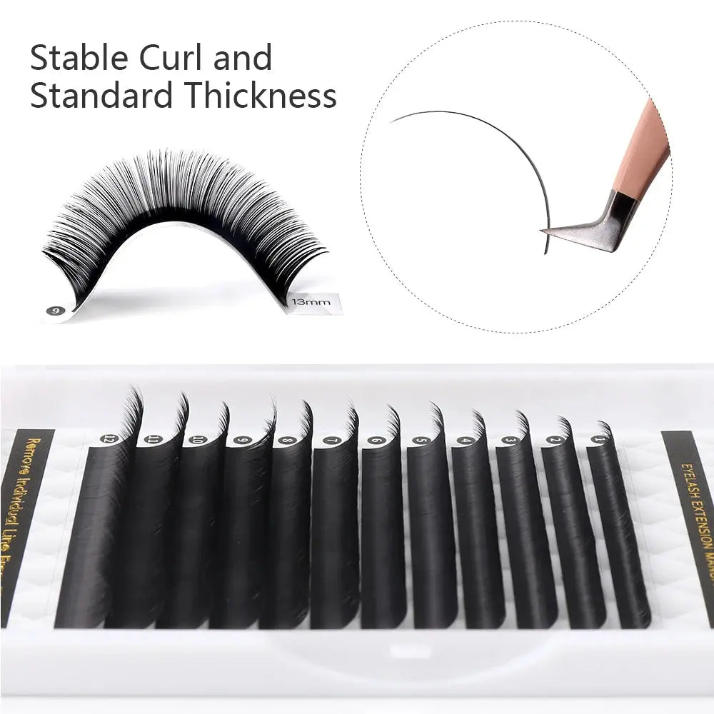 Befer 12 Rows Individual Eyelash Extension C/CC/D Curl Matte Black Classical Lashes Natural Soft Makeup Lash Wholesale Supplies dylinoshop