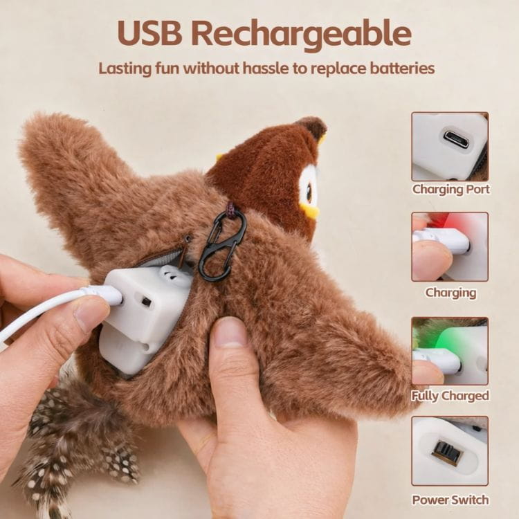 Buzzy BirdBuddy Cat Toy | Interactive, USB Rechargeable 