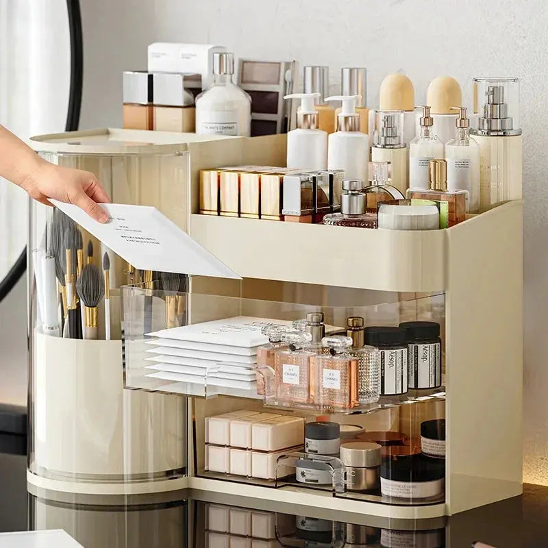 Cosmetics storage box desk dresser large capacity skin care lipstick lotion drawer dustproof storage rack