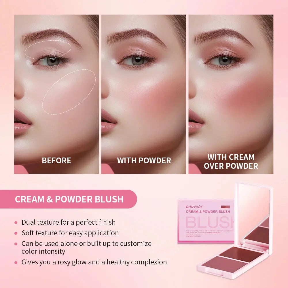Cream & Powder Blush Palette - Long-Lasting, Buildable Pigment, 5 Shades dylinoshop
