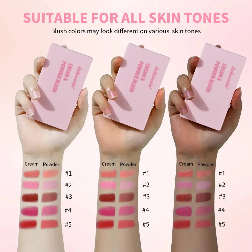 Cream & Powder Blush Palette - Long-Lasting, Buildable Pigment, 5 Shades dylinoshop