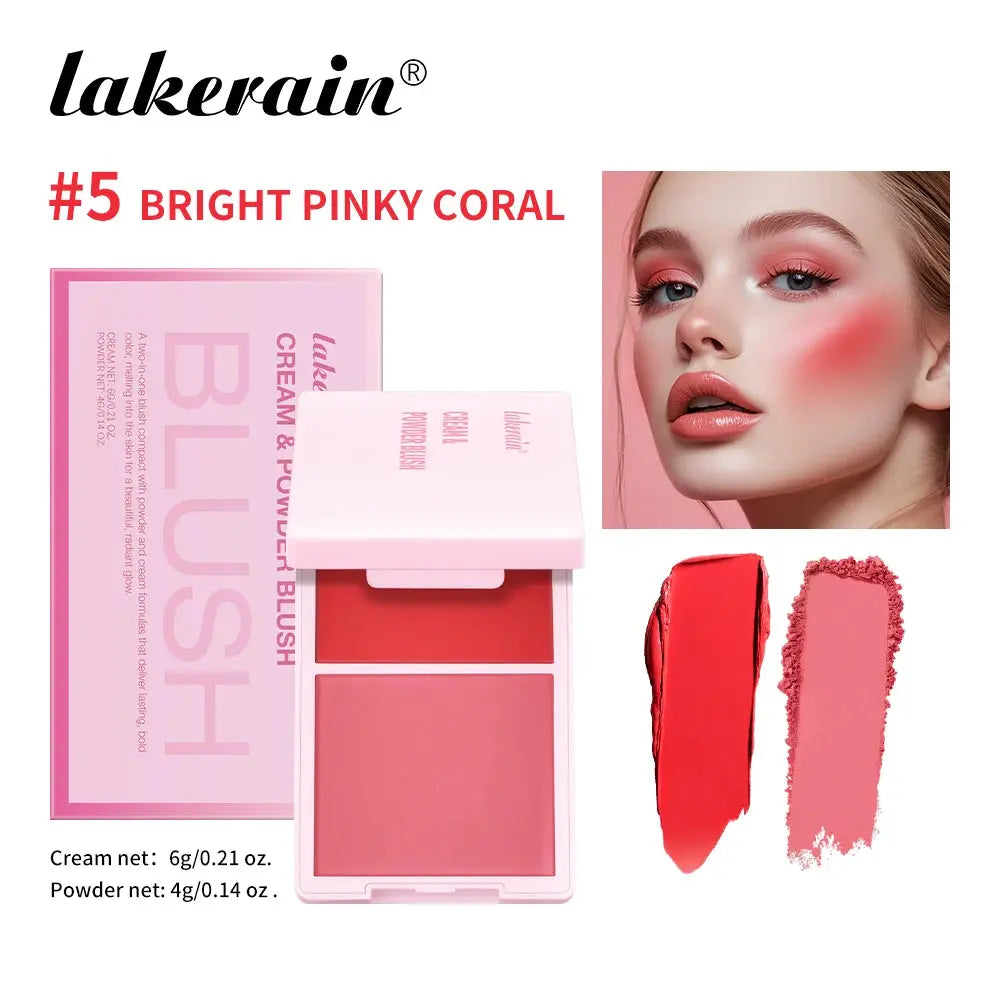 Cream & Powder Blush Palette - Long-Lasting, Buildable Pigment, 5 Shades dylinoshop