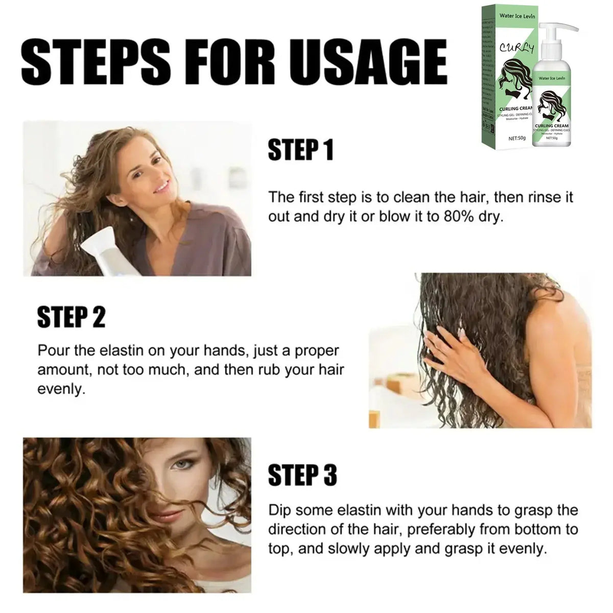 Curly Styling Gel Curling Cream with Keratin & Biotin