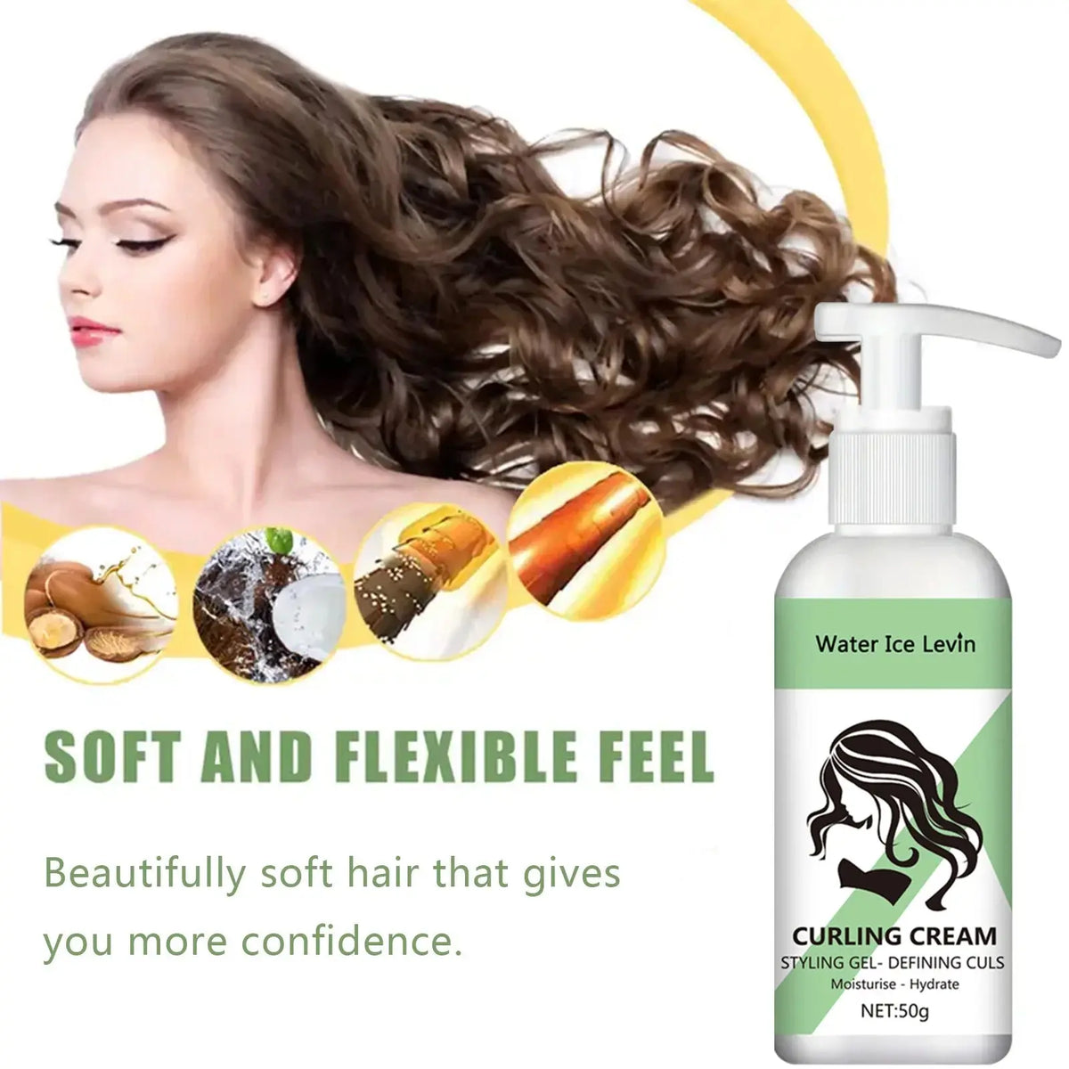 Curly Styling Gel Curling Cream with Keratin & Biotin