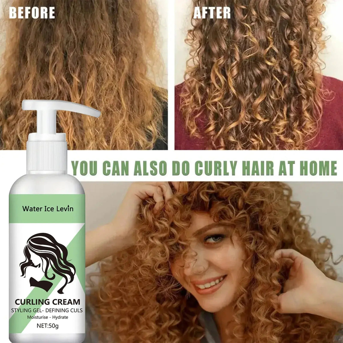 Curly Styling Gel Curling Cream with Keratin & Biotin