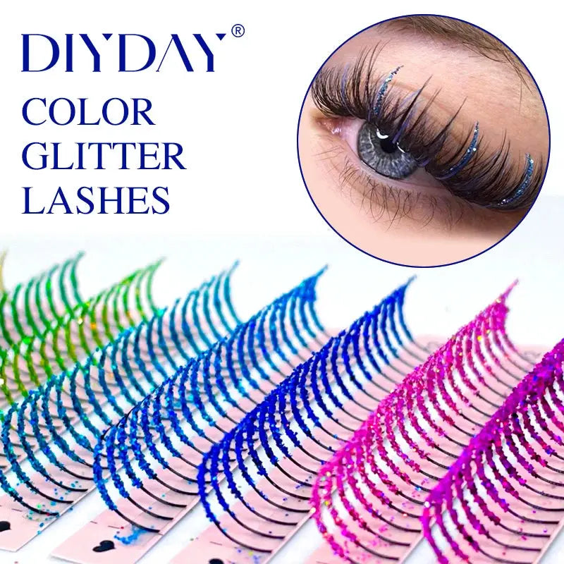 DIYDAY Glitter Eyelash Extensions, Gold & Silver Premade Fans dylinoshop