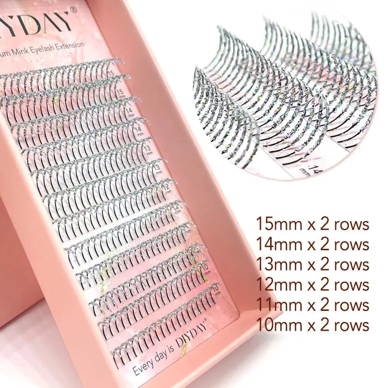 DIYDAY Glitter Eyelash Extensions, Gold & Silver Premade Fans dylinoshop
