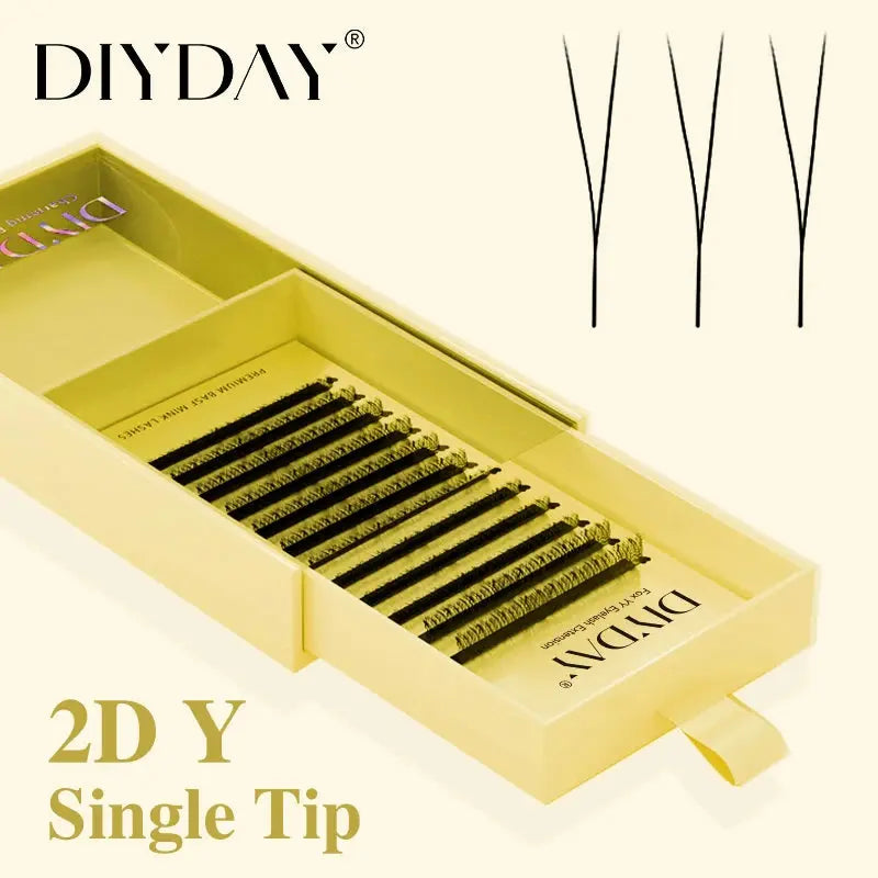 DIYDAY Single Tip 2D Y Eyelash Extension Soft Mink Lashes Premade 1500 Fans Y-Shaped False Eyelashes for Eye Makeup dylinoshop
