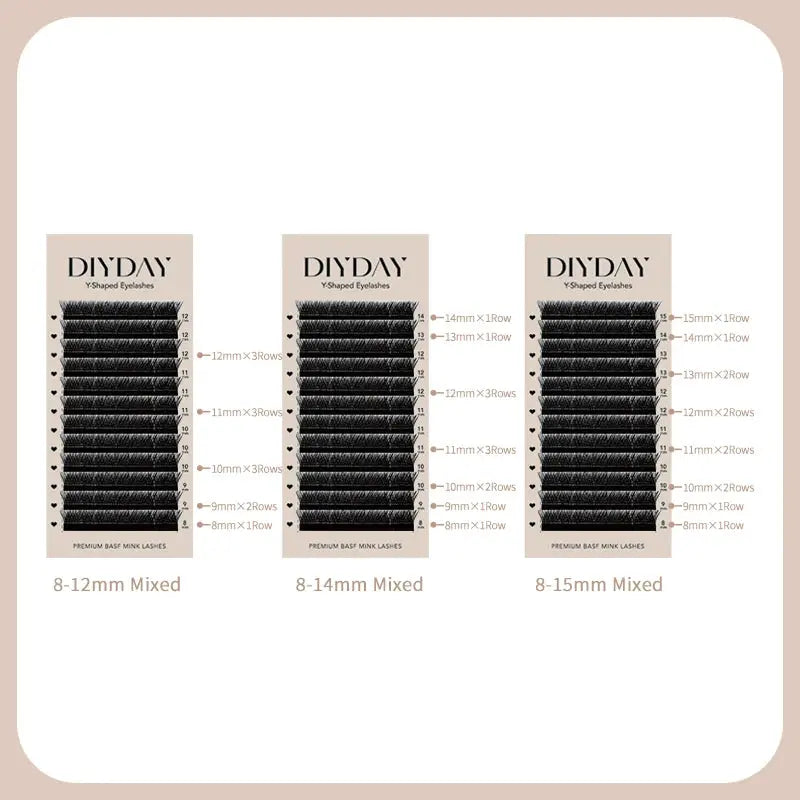 DIYDAY YY Shaped Eyelash Extension C D Curl Faux Mink Lashes Wholesale YY Shape False Eyelashes for Eye Makeup Beauty dylinoshop