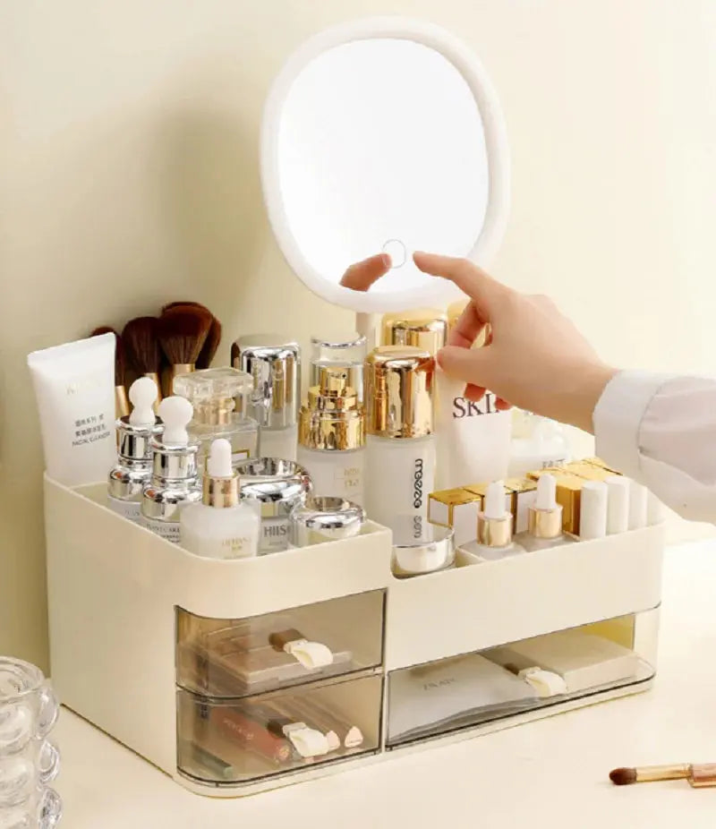 Drawer-Style Cosmetic Organizer with Mirror dylinoshop