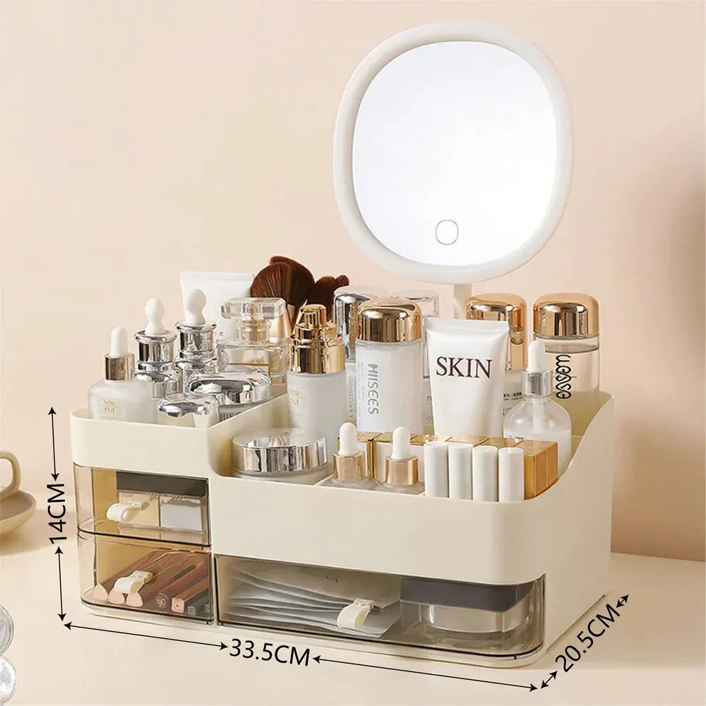 Drawer-Style Cosmetic Organizer with Mirror dylinoshop