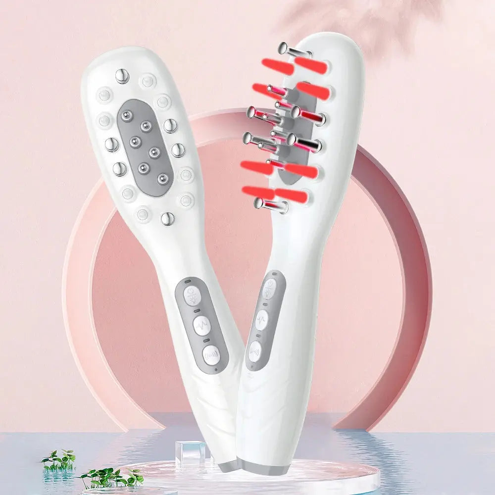 Electric Scalp Massage Comb with LED Light, Vibration & Oil Applicator dylinoshop