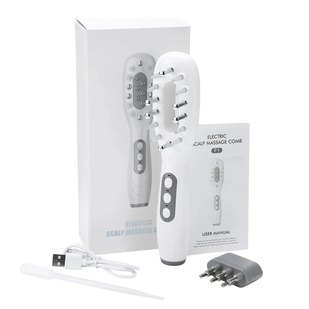 Electric Scalp Massage Comb with LED Light, Vibration & Oil Applicator dylinoshop