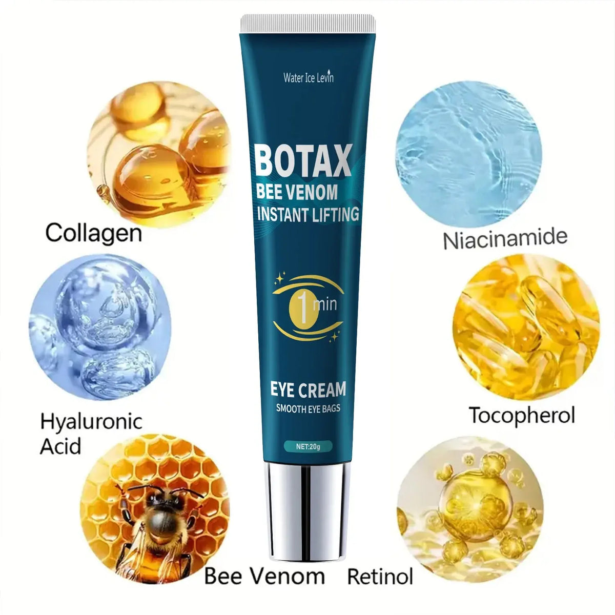 Eye Tightening Gel with Caffeine, Retinol & Hyaluronic Acid, Alcohol-Free